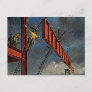 Carte Postale Commerce vintage, travailleurs de la construction