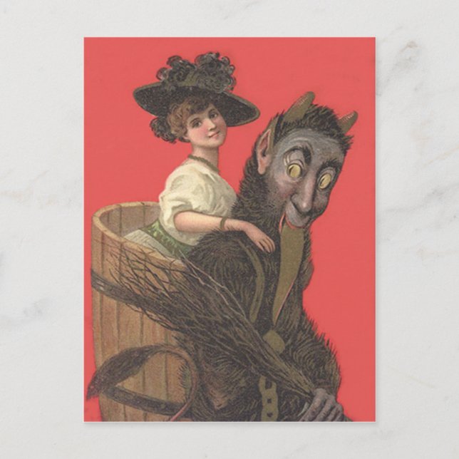 Carte Postale Commutateur de femme Krampus Kidnapping rouge (Devant)