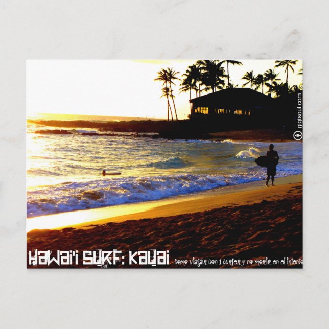 Carte Postale Como viajar con 1 surfer por Kauai (Devant)