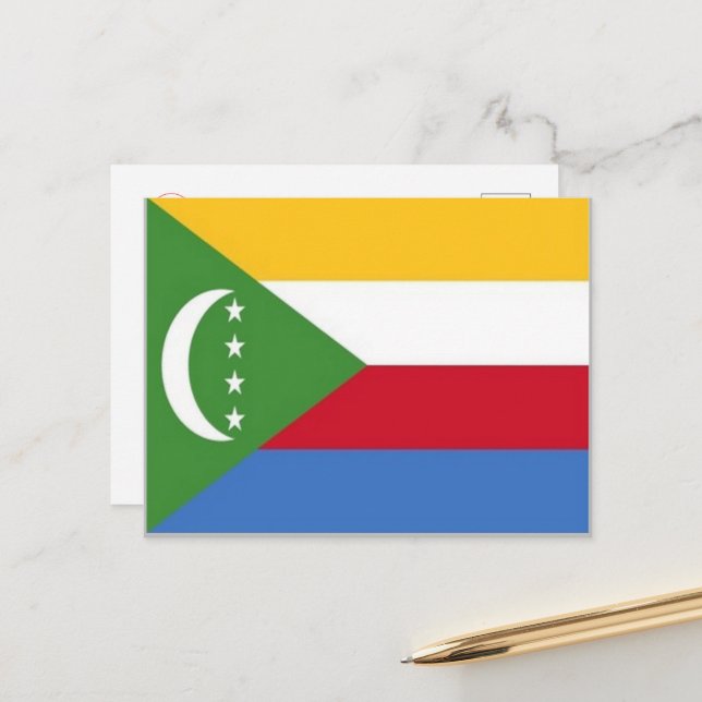 Carte Postale Comores - Drapeau - (Devant/Arrière en situation)