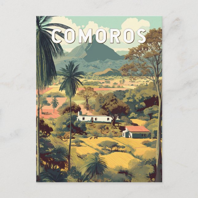 Carte Postale Comores Illustration Voyage Art Vintage (Devant)