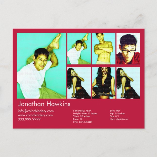 Carte Postale Comp à capuchon rouge à 2 côtés et modèle (Devant)