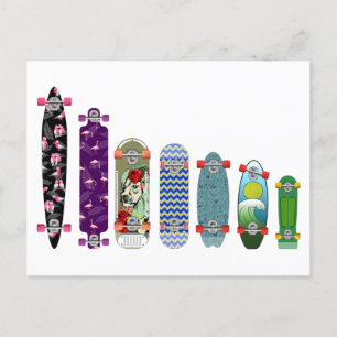 Carte Postale Comparaison des tailles de skateboard
