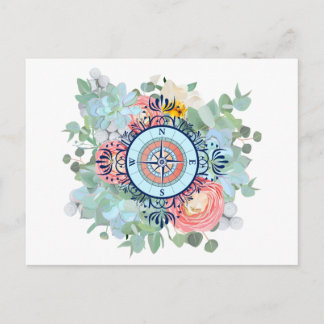 Carte Postale Compas avec succulents
