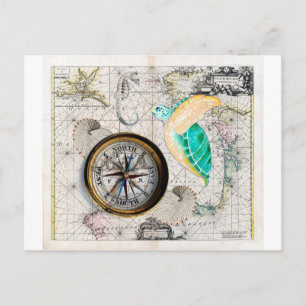 Carte Postale Compas de Sea Turtle
