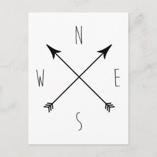 Carte Postale Compas noir et blanc minimal