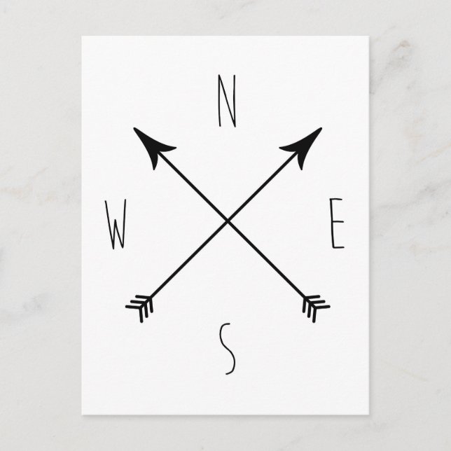 Carte Postale Compas noir et blanc minimal (Devant)