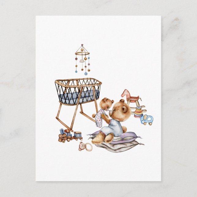 Carte Postale Composition de jouets pour bébé à l'aquarelle et o (Devant)
