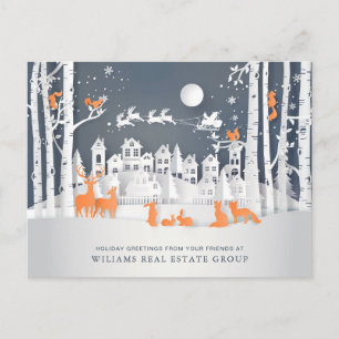 Carte Postale Composition de Noël coupée en papier Salaire d'ent