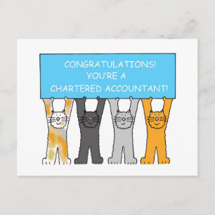 Carte Postale Comptable agréé Félicitations Cartoon Cats