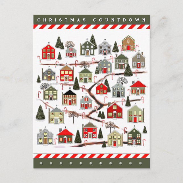 Carte Postale Compte à rebours de Noël Calendrier de l'Avent (Devant)