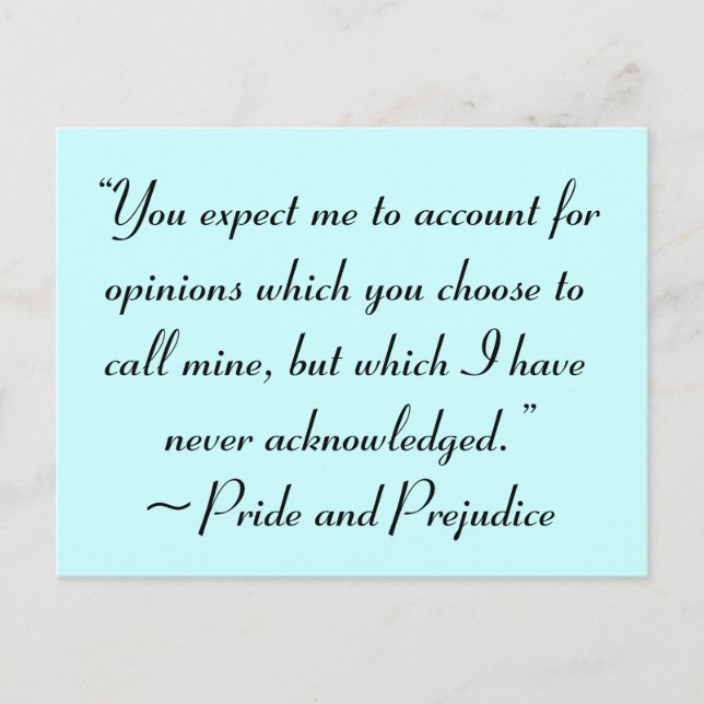 Carte Postale Compte rendu des opinions Jane Austen Citation (Devant)