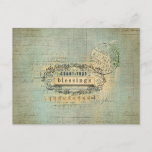 Carte Postale Compter Votre Bénie Collage Wordart