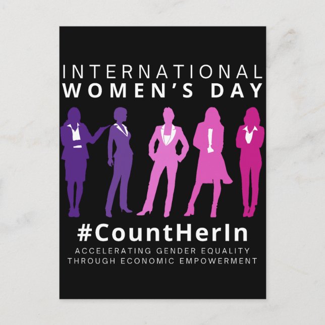 Carte Postale Comptez-la International Journée de la femme (Devant)