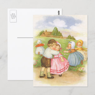 Carte Postale Comptines de Mère l'Oie Georgie Porgie vintage