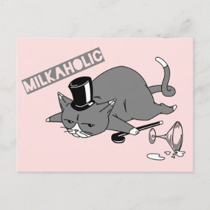 Carte Postale Comte Cat Baron Pun  "Milkaholic"