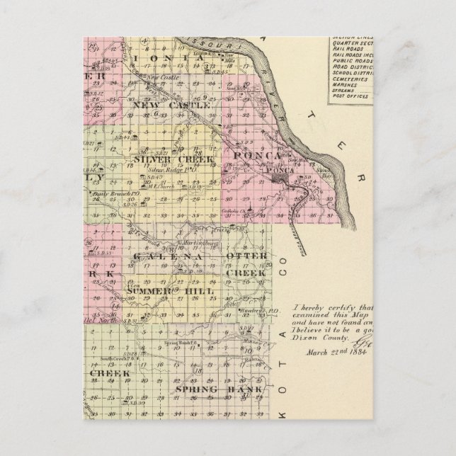 Carte Postale Comté de Dixon, Nebraska (Devant)