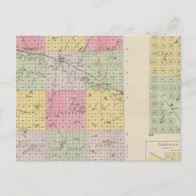 Carte Postale Comté de Mitchell, Cawker City, Simpson, Kansas (Devant)