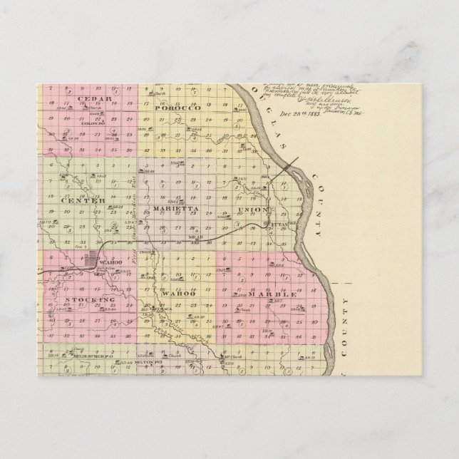 Carte Postale Comté de Saunders, Nebraska (Devant)
