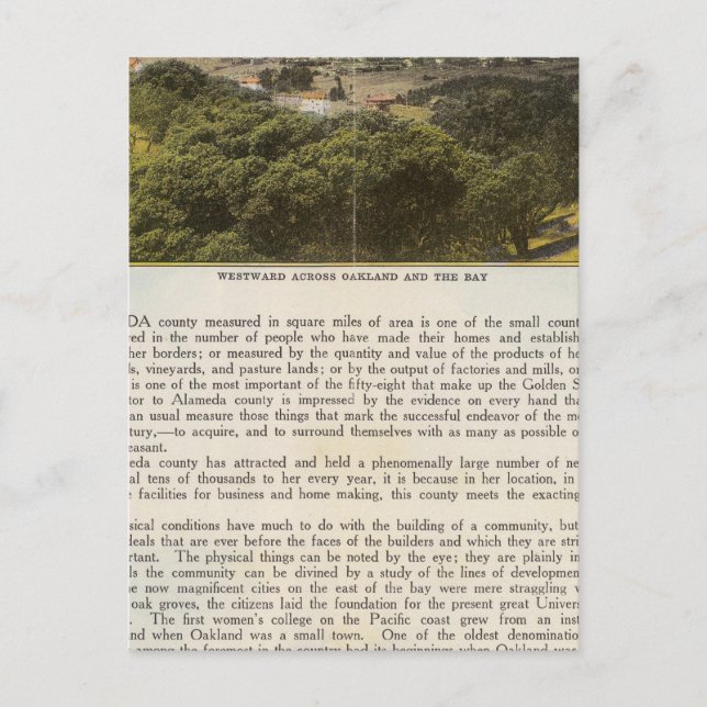 Carte Postale Comté de Verso Alameda, Oakland et Bay (Devant)