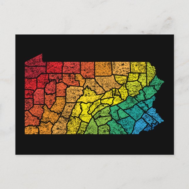 Carte Postale comtés de couleur de pennsylvanie (Devant)