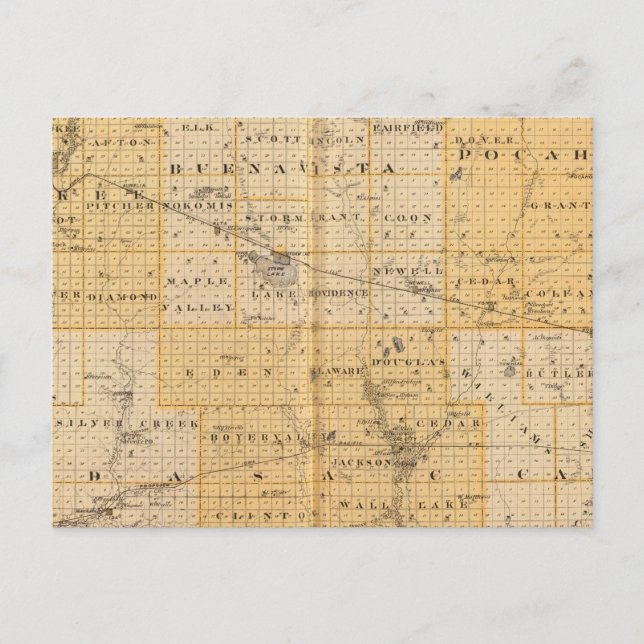 Carte Postale Comtés de Pocahontas, Cherokee (Devant)