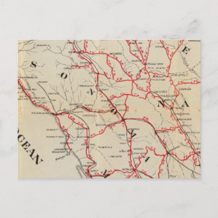 Carte Postale Comtés de Sonoma, Marin, Lake et Napa