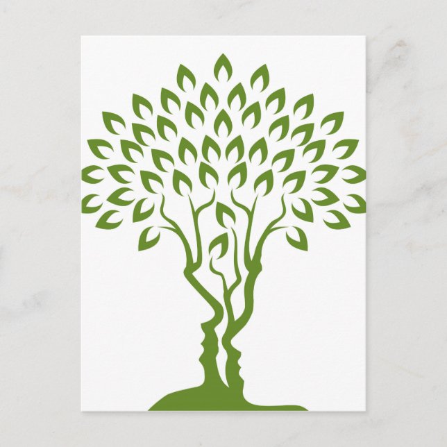 Carte Postale Concept d'illusion d'optique d'arbre de visages (Devant)