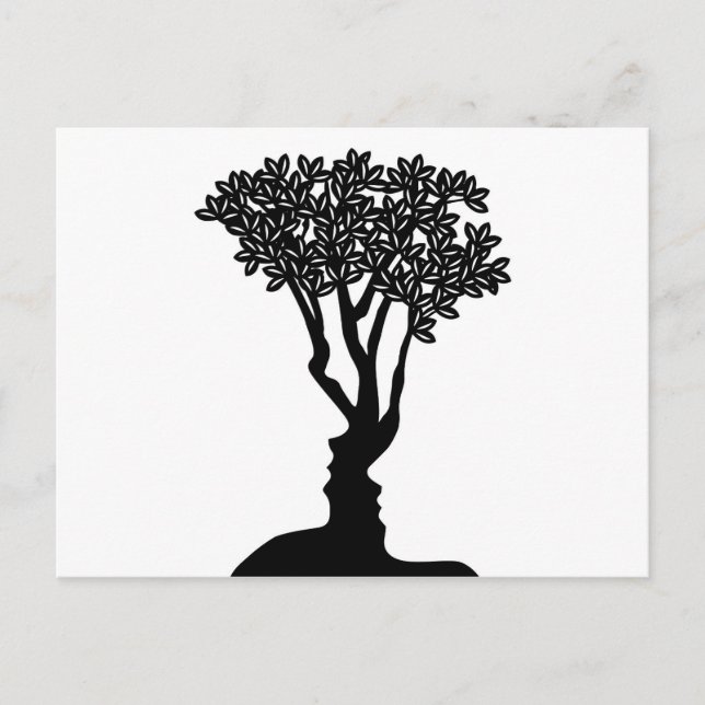 Carte Postale Concept d'illusion d'optique de visages d'arbres (Devant)