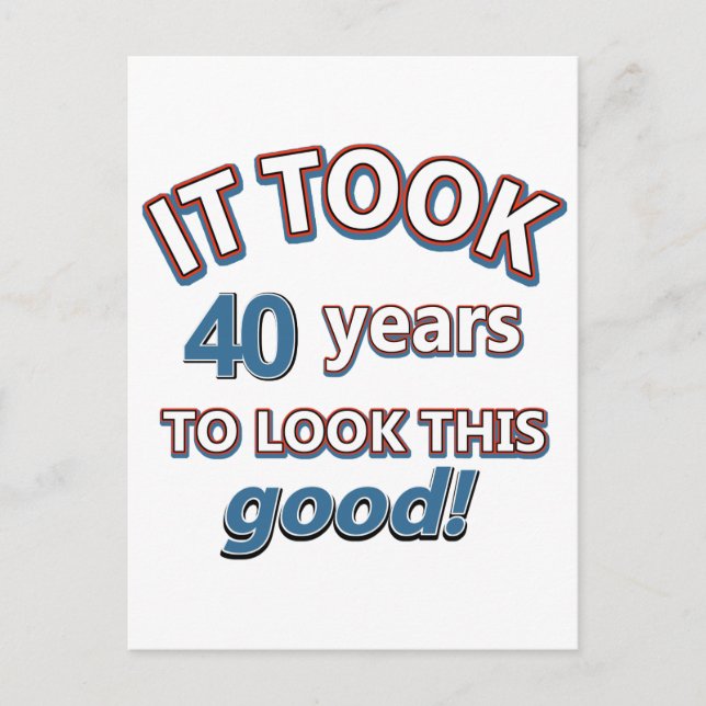 Carte Postale Conception d'anniversaire de 40 ans (Devant)