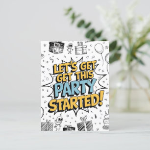 Carte Postale Conception d'anniversaire d'explosion d'art doodle