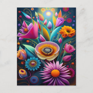 Carte Postale Conception d'art Abstrait floral en 3D
