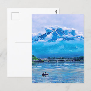 Carte Postale Conception d'art japonais aquarelle paisible 