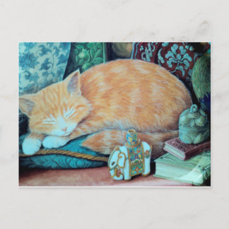 Carte Postale Conception de chats et d'éléphants indiens