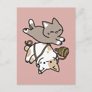 Carte Postale Conception de chats mignons et joueurs – Art de pa