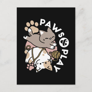Carte Postale Conception de chats mignons et joueurs – Art de pa