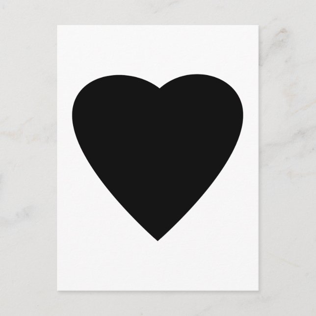 Carte Postale Conception de cœur d'amour noir et blanc. (Devant)