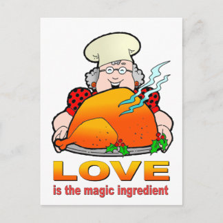 Carte Postale Conception De Cuisine Rétro.L'Amour Est L'Ingrédie