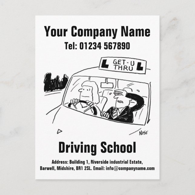 Carte Postale Conception de dessins animés pour l'école de condu (Devant)
