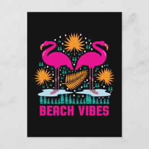 Carte Postale Conception de flamants roses de vibes de plage