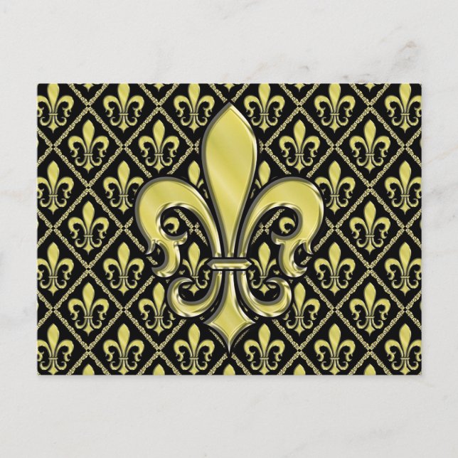 Carte Postale Conception de Fleur de Lis de Mardi Gras Cool (Devant)