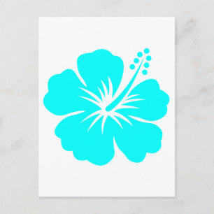 Carte Postale Conception de fleurs d'hibiscus Aqua