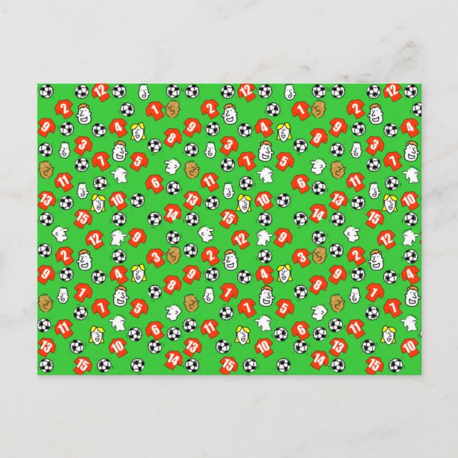 Carte Postale Conception de football avec Chemises rouges (Devant)