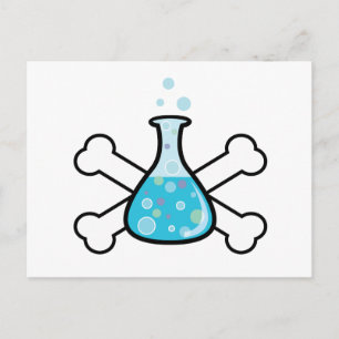 Carte Postale conception de geek de science bécher et os croisés