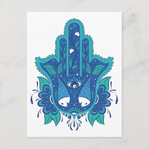 Carte Postale Conception de Hamsa bleue