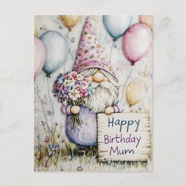Carte Postale Conception de joyeux anniversaire de gnome mignon  (Devant)