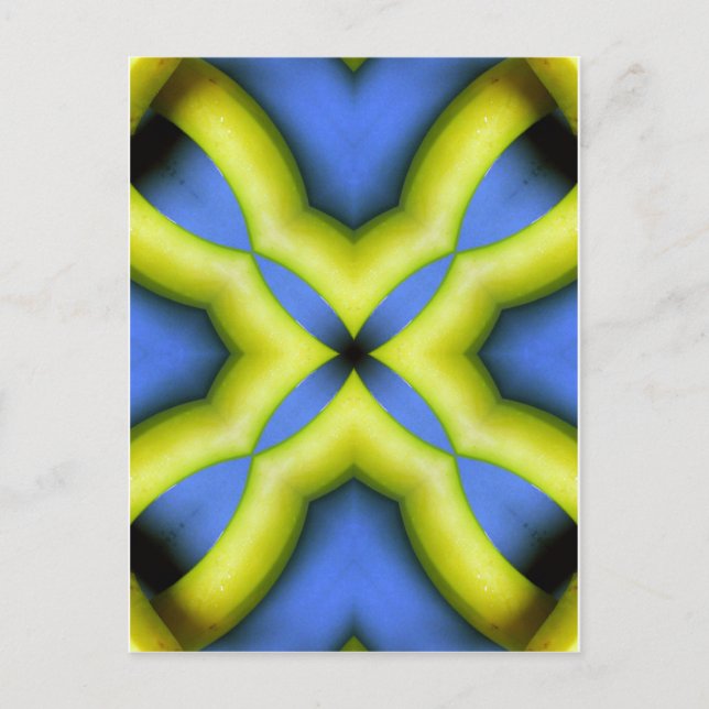 Carte Postale Conception de kaléidoscope jaune bleu (Devant)