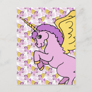 Carte Postale Conception de licorne rose et violette