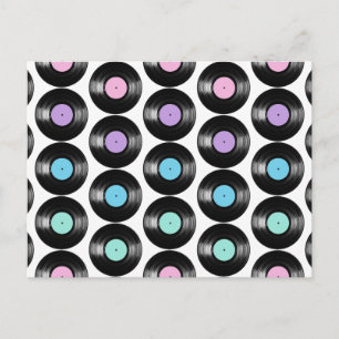 Carte Postale Conception de motif coloré de disques vinyles rétr