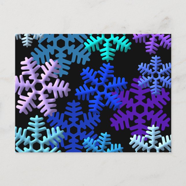 Carte Postale Conception de motif de flocons de neige 3D (Devant)